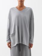 Eskandar - Patch-pocket Pima-cotton Jersey Trapeze Top - Womens - Grey