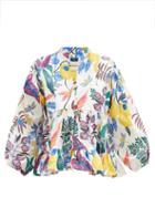 Matchesfashion.com La Doublej - Quintana Botanical-print Cotton-poplin Blouse - Womens - White Multi