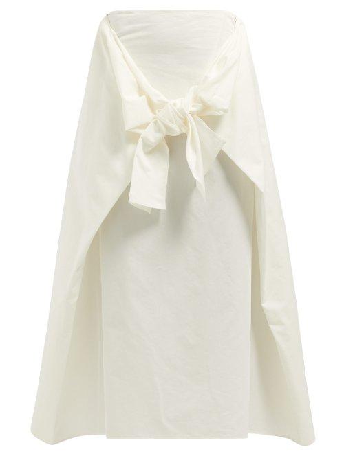 Matchesfashion.com Joseph - Perrin Tie Front Cotton Blend Poplin Skirt - Womens - White