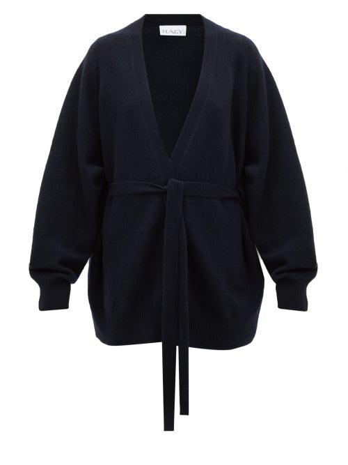 Matchesfashion.com Raey - Shawl Belted Cashmere Cardigan - Womens - Navy