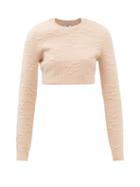 Fendi - Karligraphy-jacquard Cropped Jersey Sweater - Womens - Pink