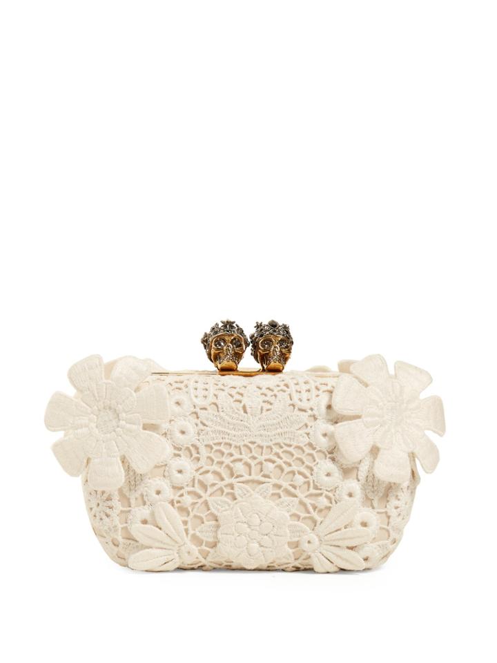 Alexander Mcqueen Double Skull Lace Macram Clutch