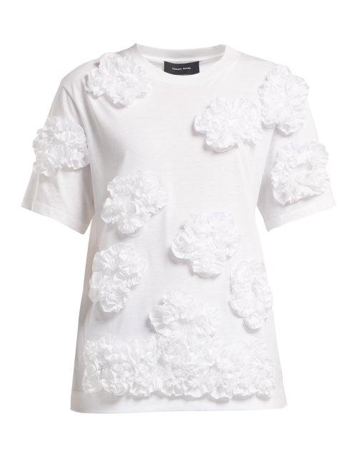 Matchesfashion.com Simone Rocha - Floral Appliqud Cotton T Shirt - Womens - White