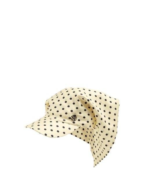 Matchesfashion.com Maison Michel - Dyna Polka Dot Silk Cap - Womens - Cream