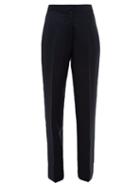 Matchesfashion.com Jil Sander - Tailored Wool Blend Trousers - Womens - Dark Navy