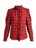 Matchesfashion.com Isabel Marant Toile - Dules Ruffle Collar Cotton Shirt - Womens - Red