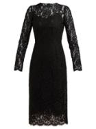 Matchesfashion.com Dolce & Gabbana - Floral And Eyelash Lace Midi Dress - Womens - Black