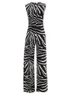 Matchesfashion.com Norma Kamali - Zebra-print Flared-leg Jersey Jumpsuit - Womens - Animal