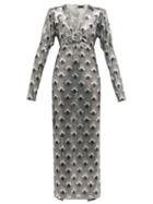 Matchesfashion.com Paco Rabanne - Art Deco Printed Chainmail Dress - Womens - Silver
