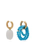 Matchesfashion.com Timeless Pearly - Mismatched Bamboo Coral & Turquoise Stone Earrings - Womens - Blue
