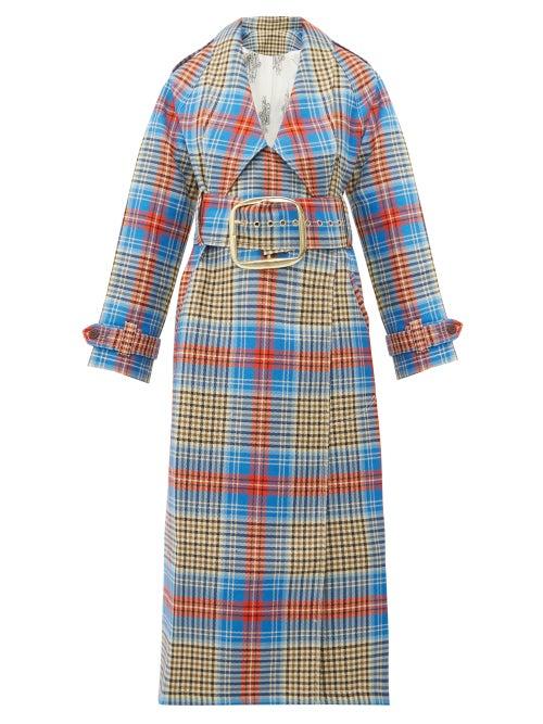 Matchesfashion.com Charles Jeffrey Loverboy - Tartan Wool Twill Trench Coat - Womens - Beige Multi