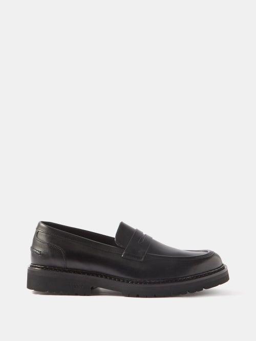 Vinnys - Richee Leather Penny Loafers - Mens - Black