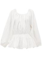 Matchesfashion.com Mara Hoffman - Maud Striped Organic Cotton Poplin Peplum Top - Womens - White