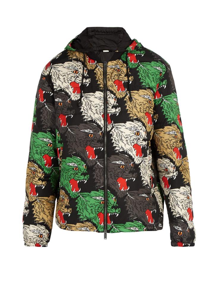 Gucci Panther Face Quilted Hooded Jacket