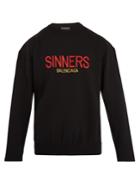Balenciaga Sinners-embroidered Crew-neck Wool-blend Sweater