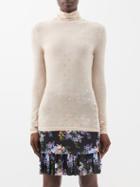 Paco Rabanne - Crystal-embellished Mesh Roll-neck Top - Womens - Nude