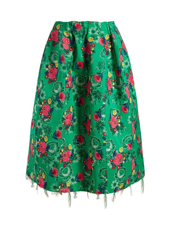 Marni Floral-brocade Gathered Midi Skirt