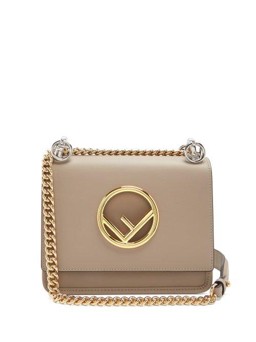 Matchesfashion.com Fendi - Kan I Logo Small Leather Cross Body Bag - Womens - Grey