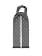 Gucci - Gg-jacquard Reversible Wool Scarf - Womens - Dark Grey