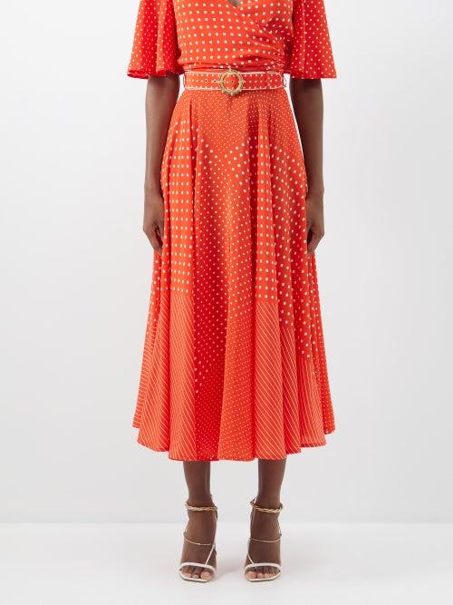 Zimmermann - Spliced High-rise Polka-dot Silk Skirt - Womens - Red Print