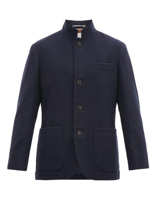 Matchesfashion.com Brunello Cucinelli - Pressed Cashmere Jacket - Mens - Blue
