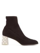 Matchesfashion.com Sophia Webster - Felicity Crystal Embellished Suede Ankle Boots - Womens - Black Silver