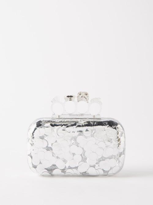 Alexander Mcqueen - Skull Four-ring Plexiglass Clutch - Womens - Silver