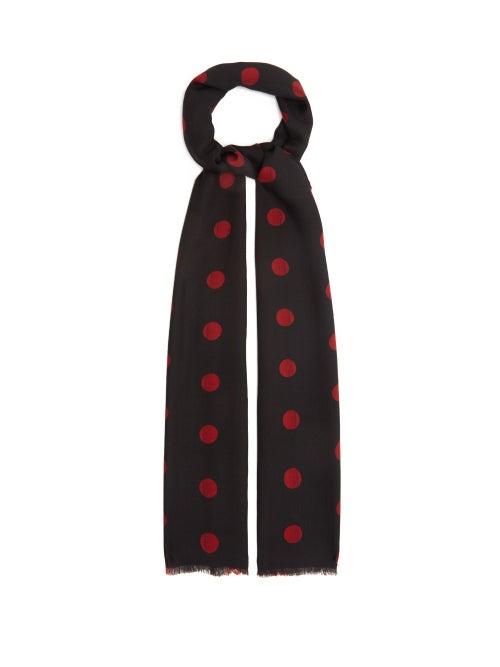 Matchesfashion.com Paul Smith - Signature Stripe & Polka-dot Wool-blend Scarf - Mens - Black Multi