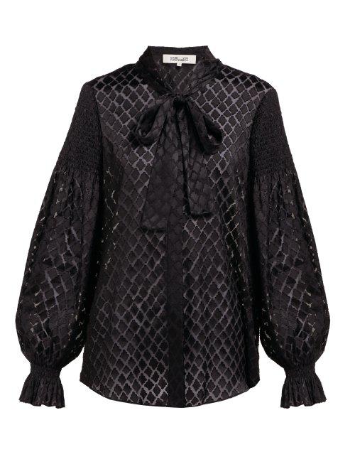 Matchesfashion.com Diane Von Furstenberg - Caroline Devor Velvet Pussy Bow Blouse - Womens - Black