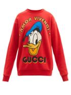 Matchesfashion.com Gucci - X Disney Donald Duck Cotton Sweatshirt - Womens - Red Multi