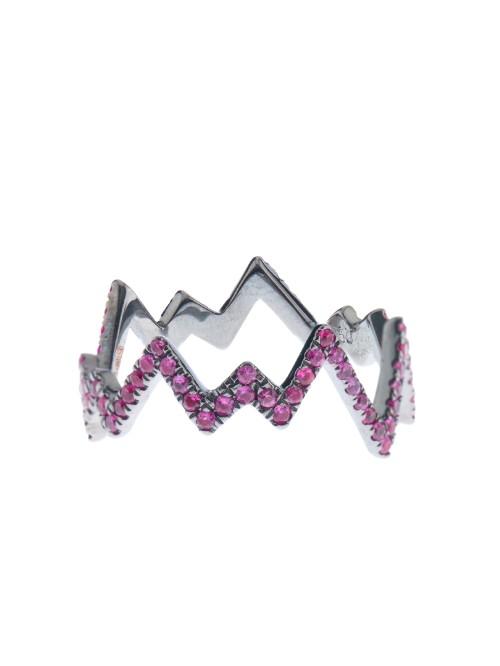 Diane Kordas Pink-sapphire & Black-gold Pop Art Ring