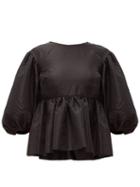 Matchesfashion.com Cecilie Bahnsen - Alice Tiered Puffball Sleeve Faille Top - Womens - Black