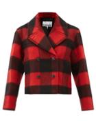 Matchesfashion.com Ganni - Double-breasted Check Wool-blend Jacket - Womens - Black Red