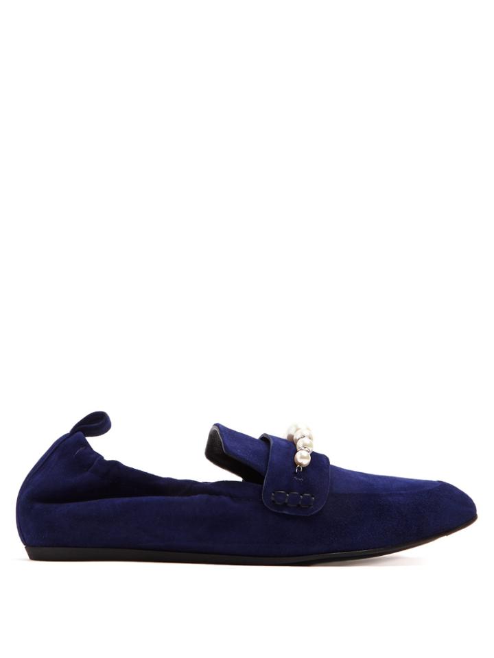 Lanvin Faux-pearl And Crystal Embellished Loafers