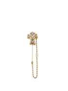 Matchesfashion.com Dolce & Gabbana - Crystal Embellished Cross Brooch - Womens - Gold