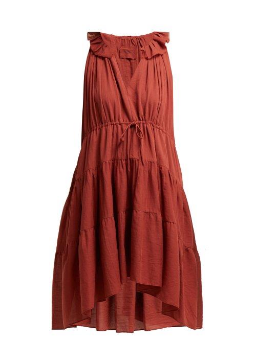 Matchesfashion.com Loup Charmant - Patmos Tiered Cotton Dress - Womens - Red