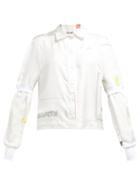 Matchesfashion.com Symonds Pearmain - Double Sleeve Logo Print Satin Shirt - Womens - White Multi