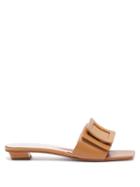 Ladies Shoes Roger Vivier - Chips Buckled Leather Slides - Womens - Tan