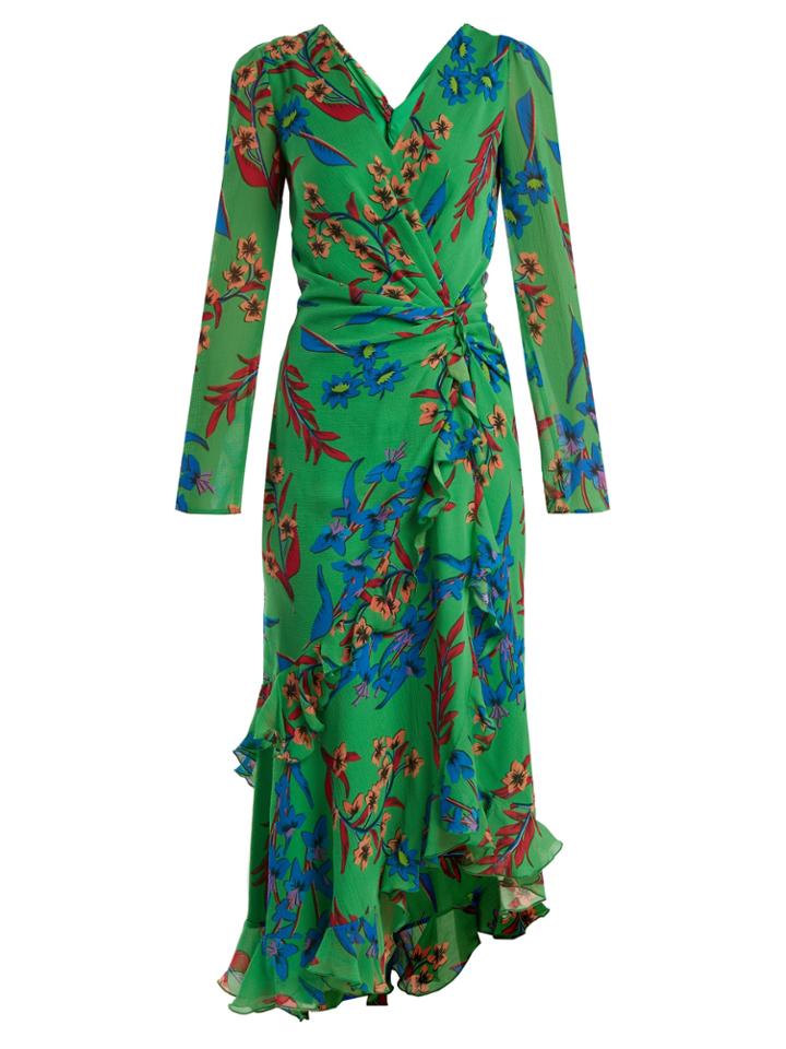 Etro Floral-print V-neck Silk Dress