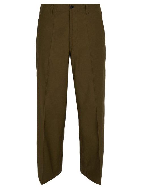 Matchesfashion.com Marni - Wide Leg Cotton Chino Trousers - Mens - Brown