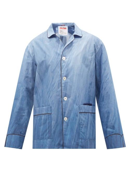 Umitxfrs - Getty Paint-print Cotton-poplin Pyjama Shirt - Mens - Blue