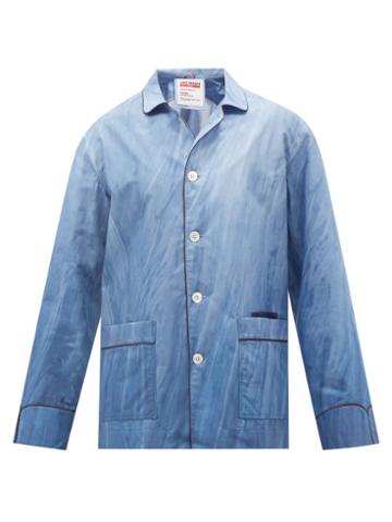 Umitxfrs - Getty Paint-print Cotton-poplin Pyjama Shirt - Mens - Blue
