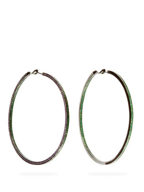 Matchesfashion.com Lynn Ban - Duotone Lab Sapphire & Rhodium Plated Earrings - Womens - Green