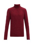 Matchesfashion.com Etro - Rib-knitted Zig-zag Wool Sweater - Mens - Burgundy