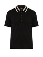Burberry Striped-collar Wool-knit Polo Shirt