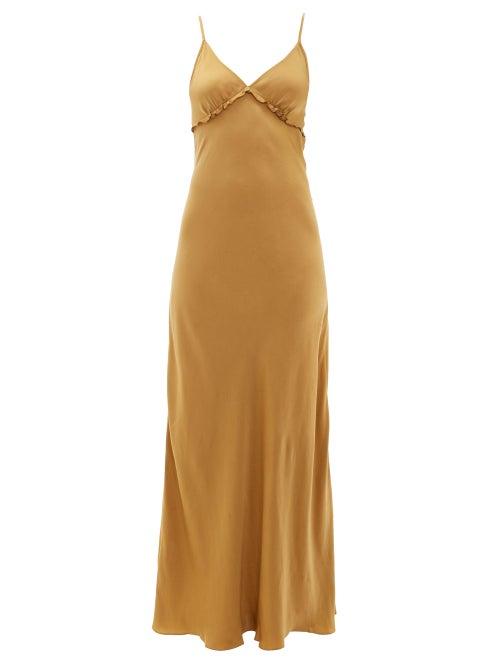 Matchesfashion.com On The Island By Marios Schwab - Sealion Satin Maxi Slip Dress - Womens - Gold