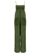 Matchesfashion.com Three Graces London - Tallie Crinkled Cotton-blend Voile Jumpsuit - Womens - Green