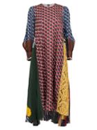 Matchesfashion.com Biyan - Awalla Polka-dot Pleated Satin-twill Dress - Womens - Burgundy Multi