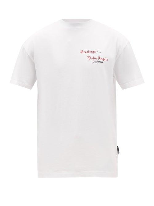 Palm Angels - Coral-print Cotton-jersey T-shirt - Mens - White