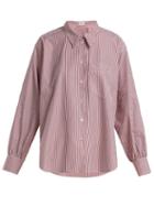 Matchesfashion.com Hillier Bartley - Oversized Striped Cotton Shirt - Womens - Burgundy Stripe